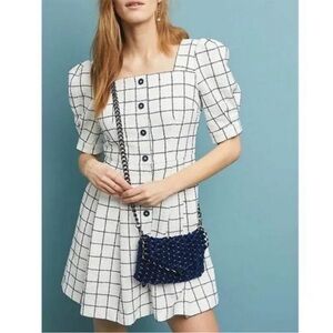 Anthropologie Gal Meets Glam Dawn windowpane mini dress